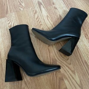 Nasty gal square heeled black boot